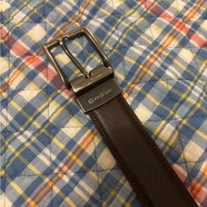 Perry Ellis Reversible Leather Belt with Silver Buckle